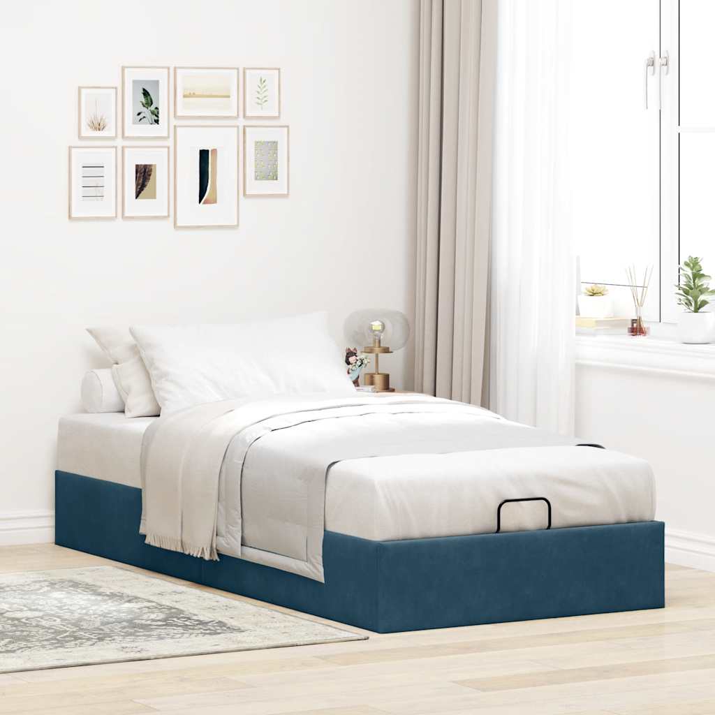 Ottoman-Bett ohne Matratze Dunkelblau 90x200 cm Samt