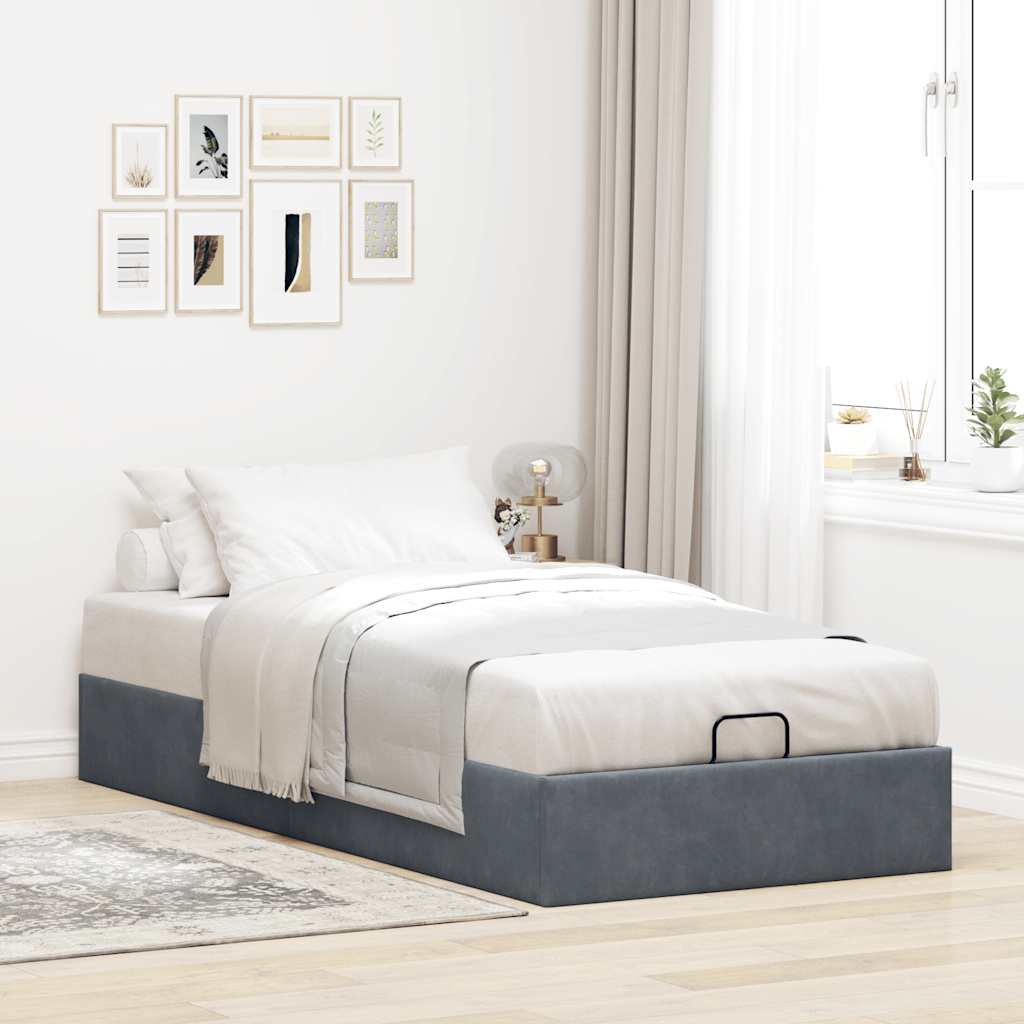 Ottoman-Bett ohne Matratze Dunkelgrau 100x200 cm Samt