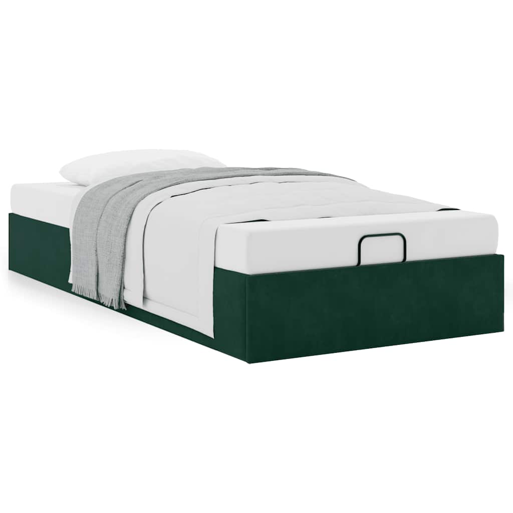 Ottoman-Bett ohne Matratze Dunkelgrün 100x200 cm Samt