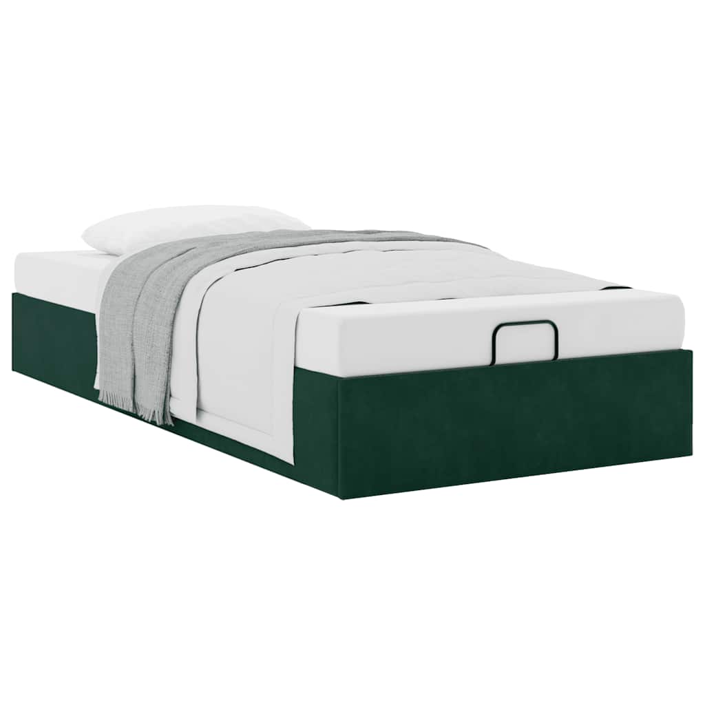 Ottoman-Bett ohne Matratze Dunkelgrün 100x200 cm Samt