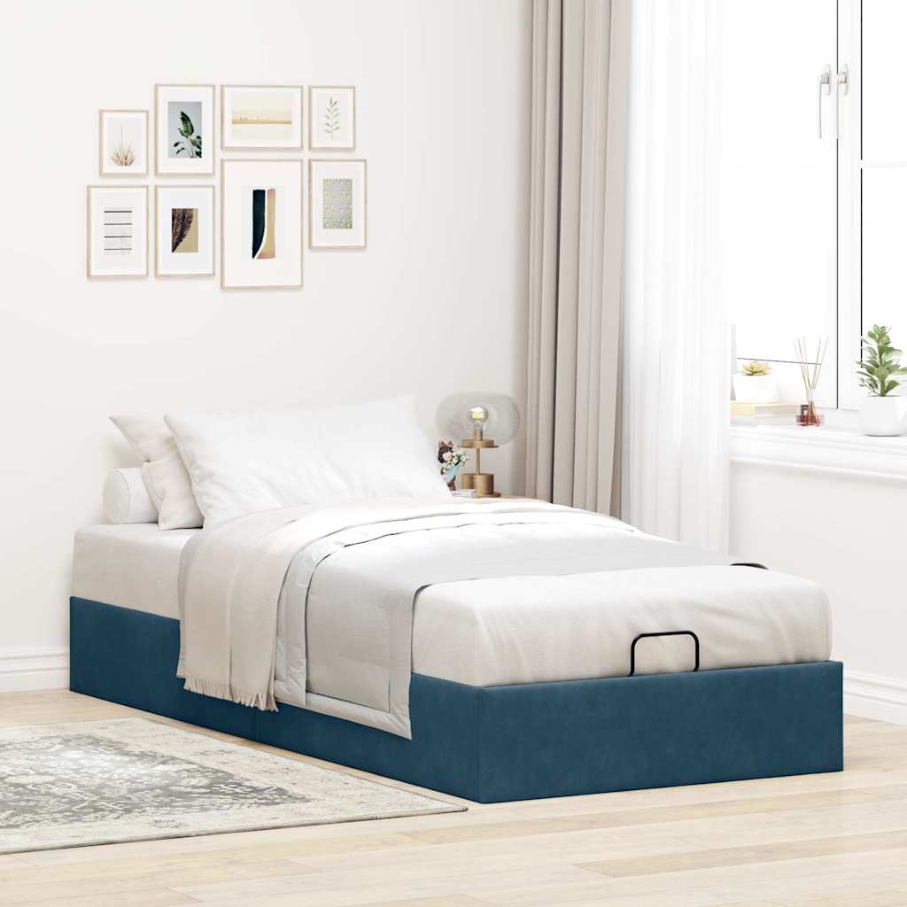 Ottoman-Bett ohne Matratze Dunkelblau 100x200 cm Samt