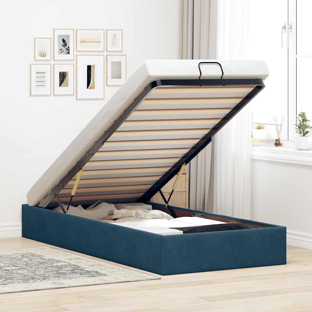 Ottoman-Bett ohne Matratze Dunkelblau 100x200 cm Samt