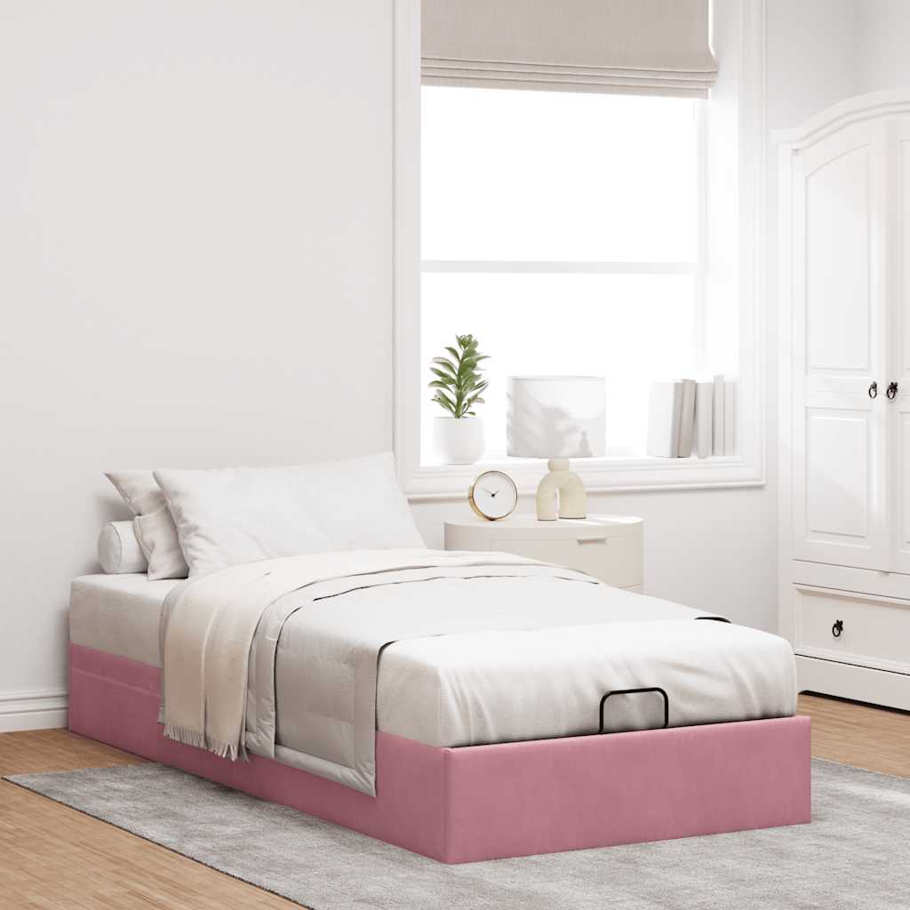 Ottoman-Bett ohne Matratze Rosa 100x200 cm Samt