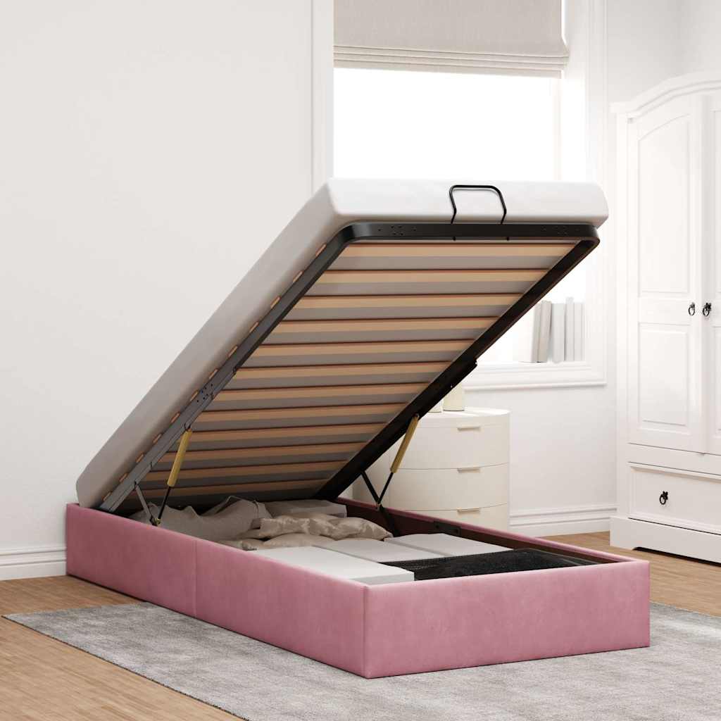Ottoman-Bett ohne Matratze Rosa 100x200 cm Samt