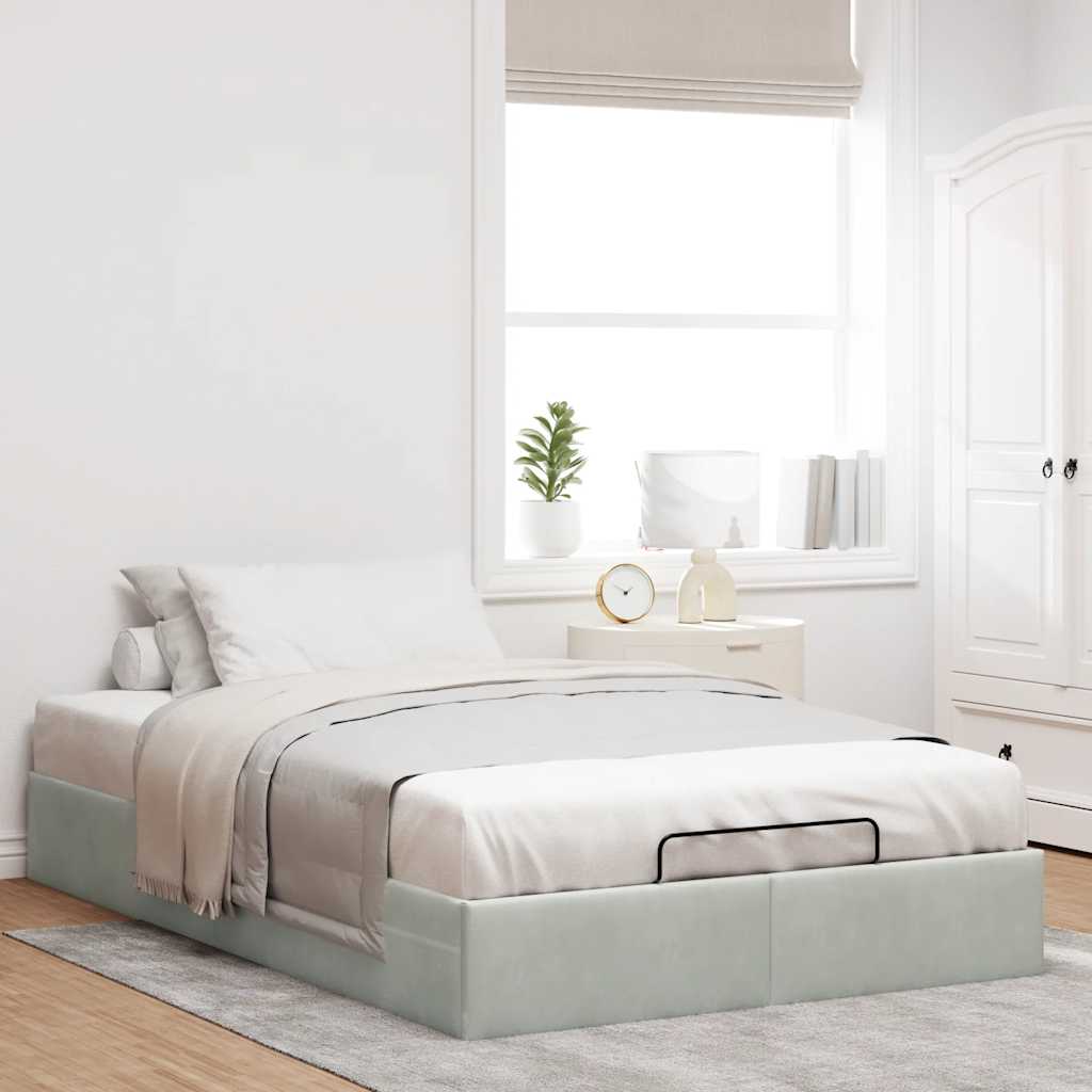 Ottoman-Bett ohne Matratze Hellgrau 120x190 cm Samt