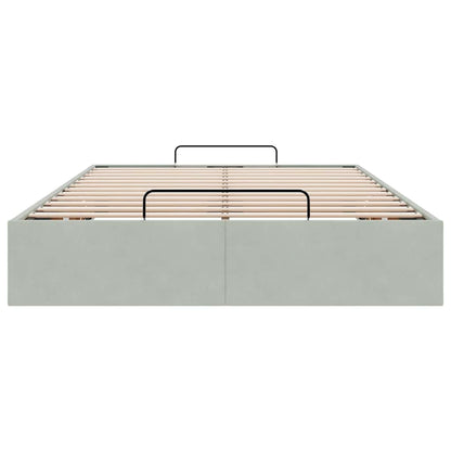 Ottoman-Bett ohne Matratze Hellgrau 120x190 cm Samt