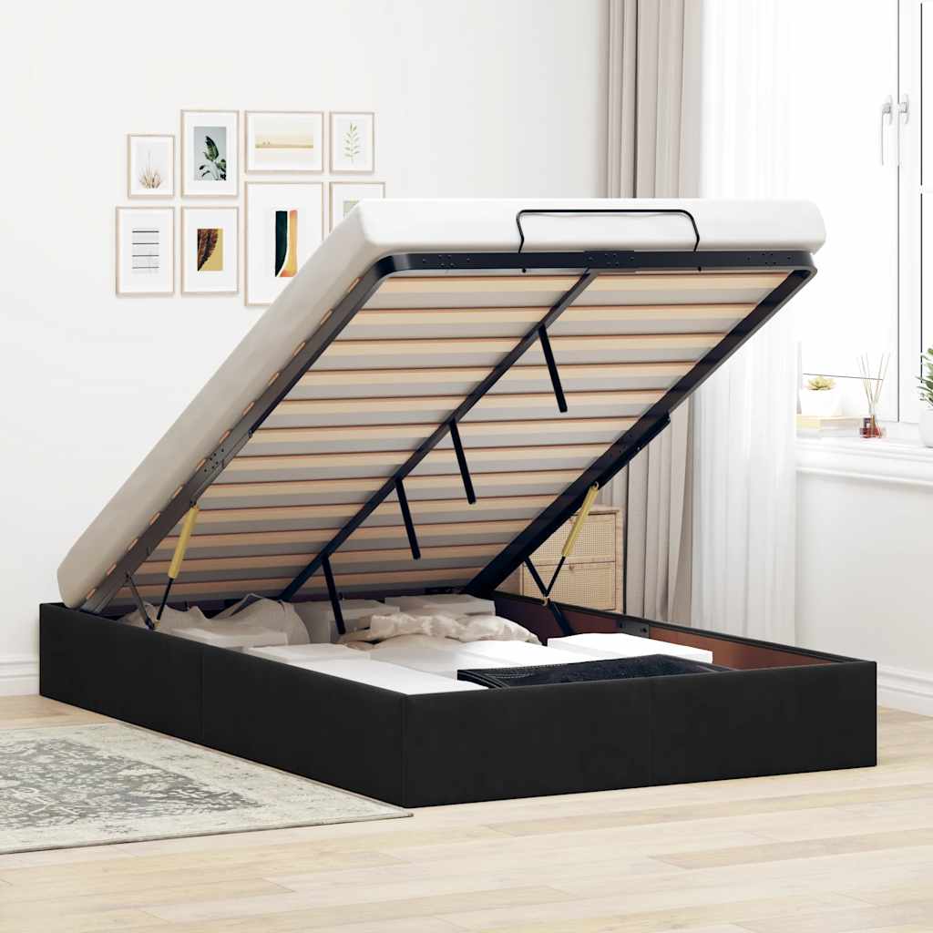 Ottoman-Bett ohne Matratze Schwarz 120x190 cm Samt