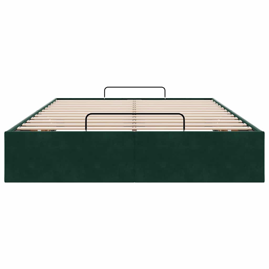 Ottoman-Bett ohne Matratze Dunkelgrün 120x190 cm Samt