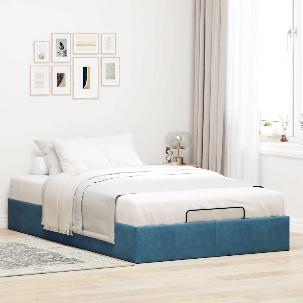 Ottoman-Bett ohne Matratze Dunkelblau 120x190 cm Samt