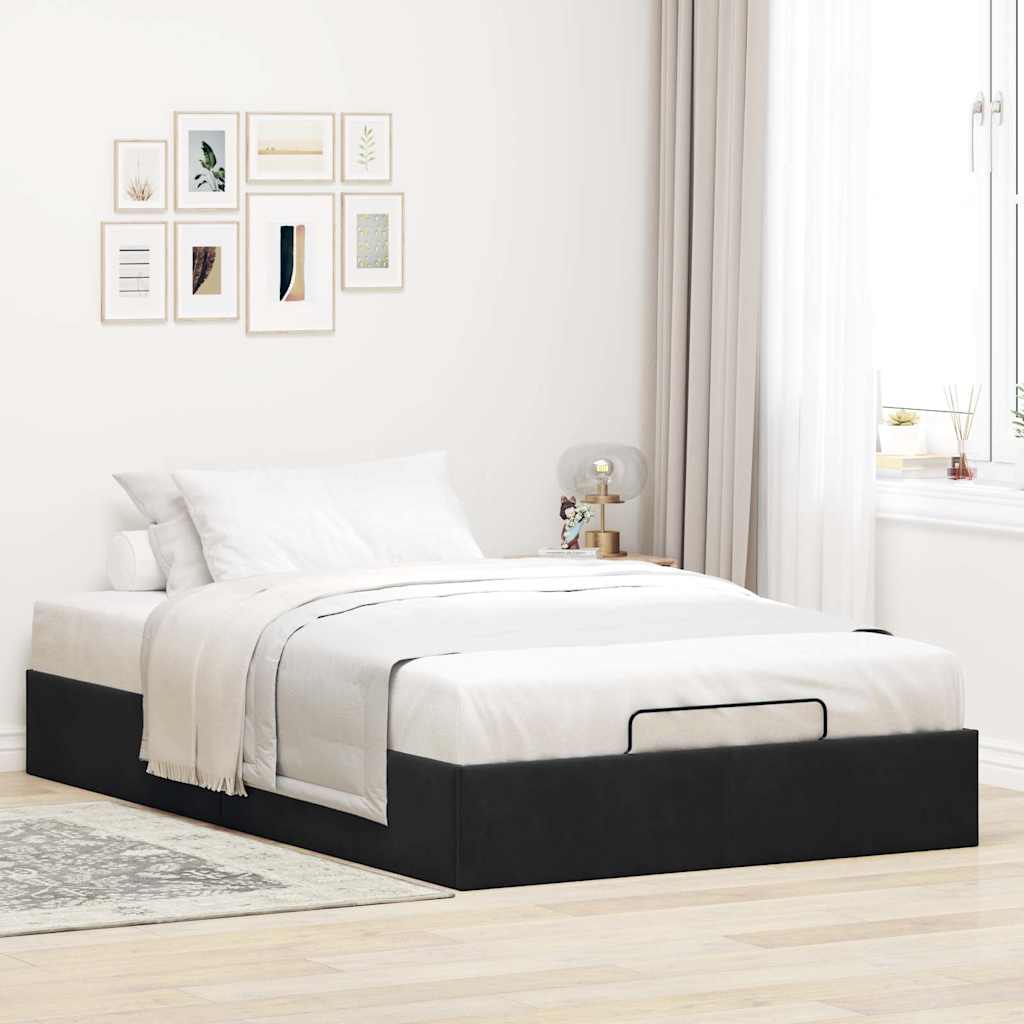 Ottoman-Bett ohne Matratze Schwarz 120x200 cm Samt