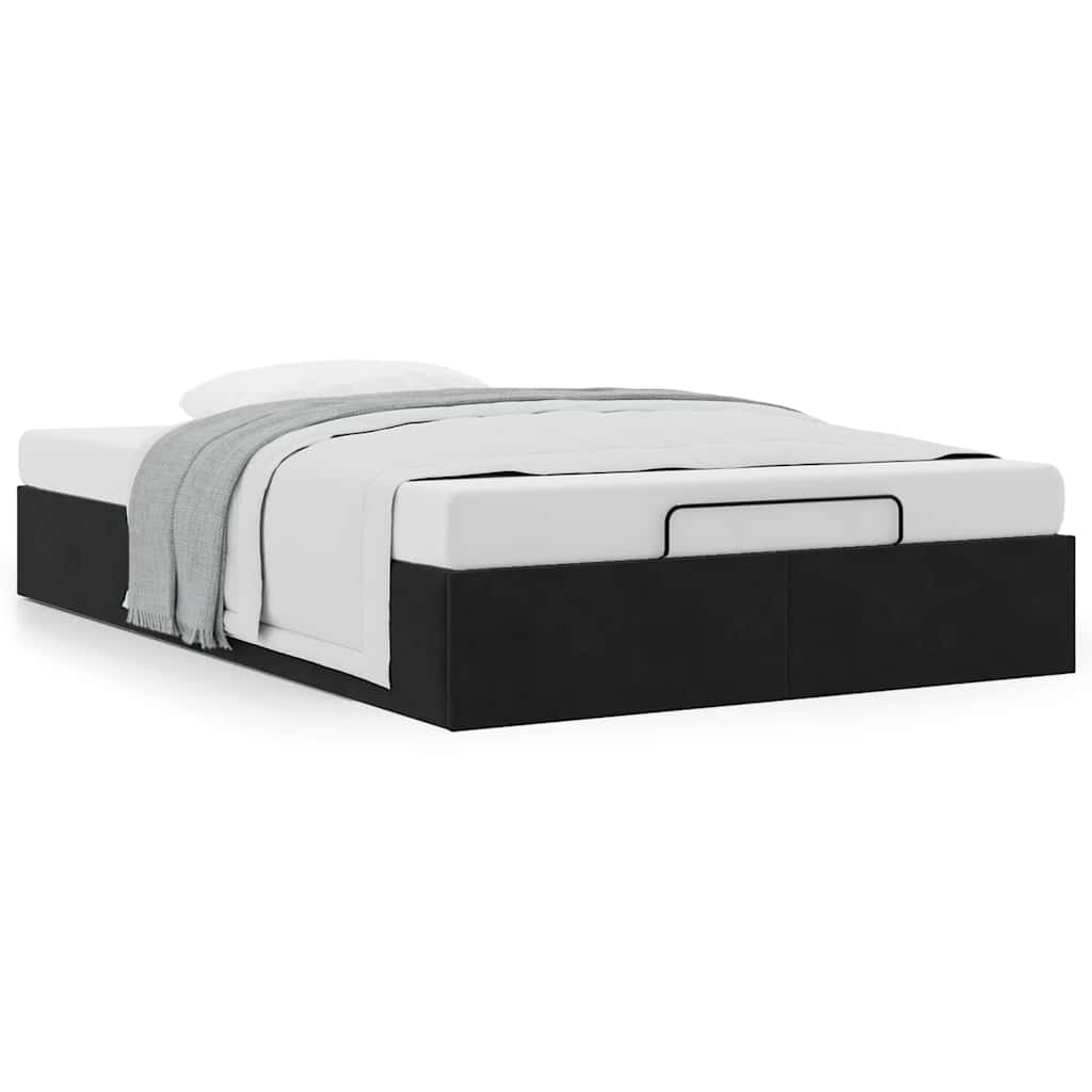 Ottoman-Bett ohne Matratze Schwarz 120x200 cm Samt