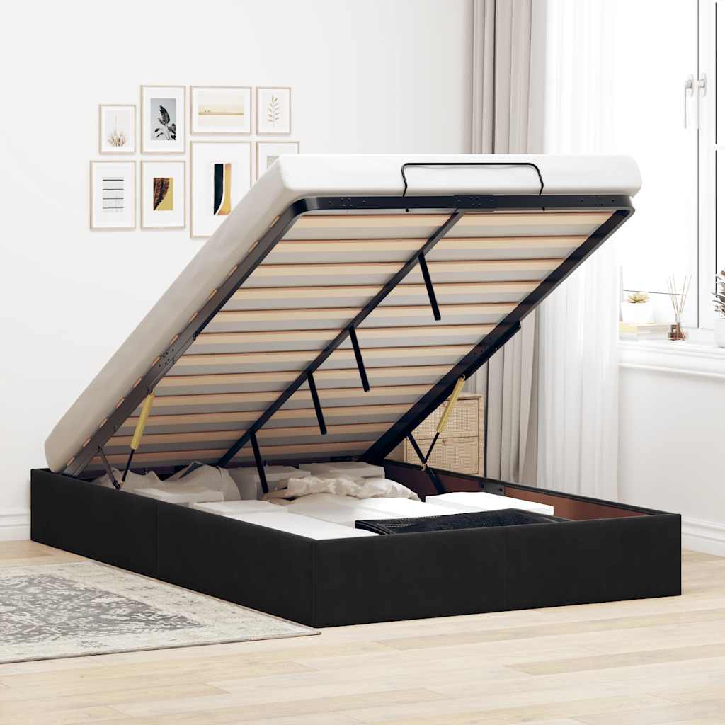 Ottoman-Bett ohne Matratze Schwarz 120x200 cm Samt
