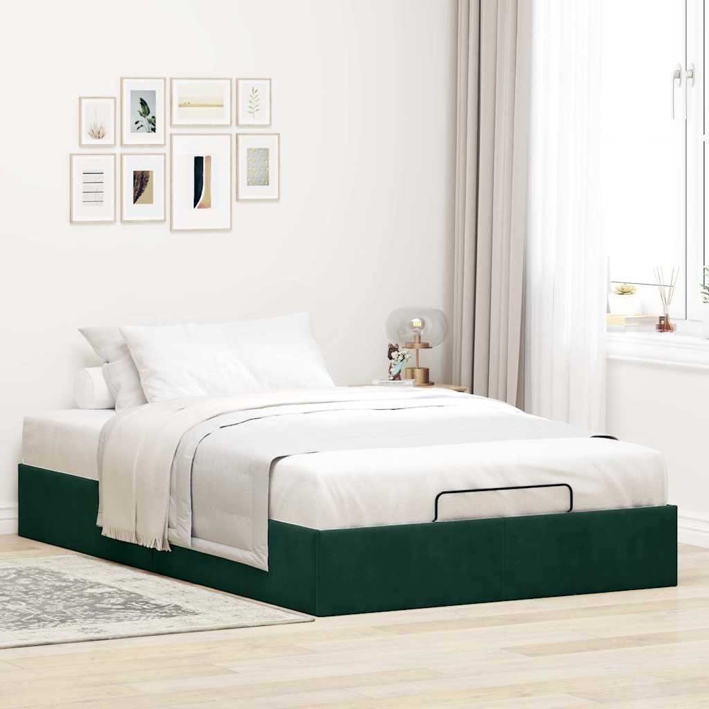 Ottoman-Bett ohne Matratze Dunkelgrün 120x200 cm Samt
