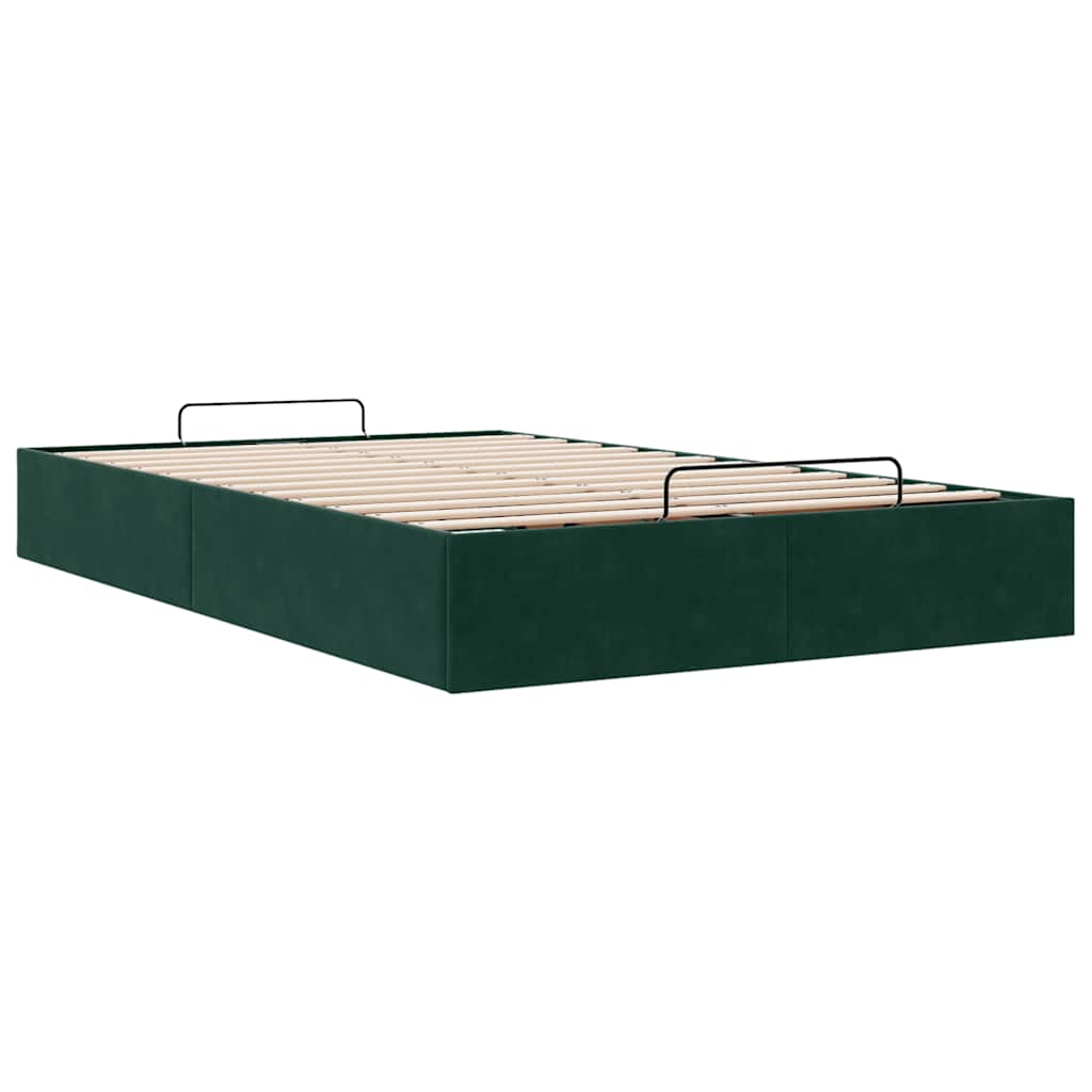 Ottoman-Bett ohne Matratze Dunkelgrün 120x200 cm Samt