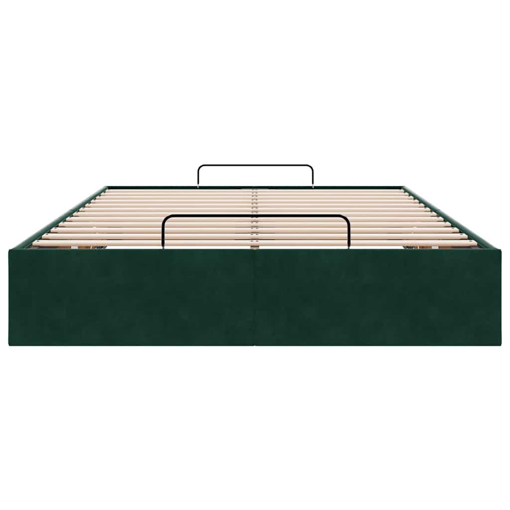 Ottoman-Bett ohne Matratze Dunkelgrün 120x200 cm Samt