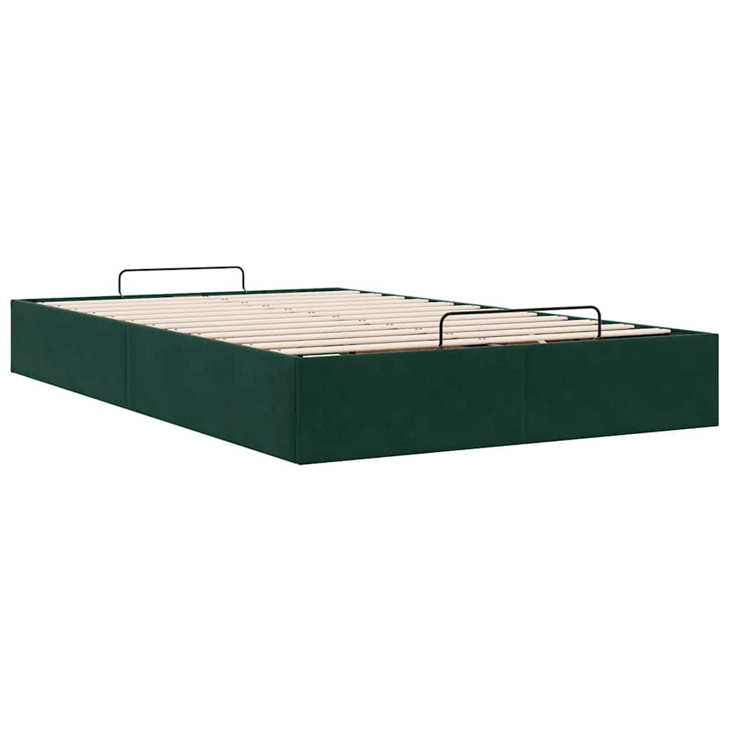 Ottoman-Bett ohne Matratze Dunkelgrün 120x200 cm Samt