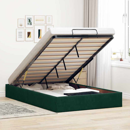 Ottoman-Bett ohne Matratze Dunkelgrün 120x200 cm Samt