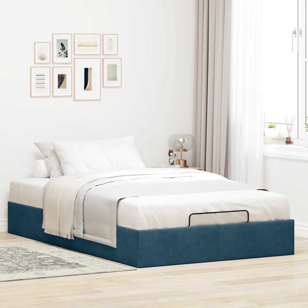 Ottoman-Bett ohne Matratze Dunkelblau 120x200 cm Samt