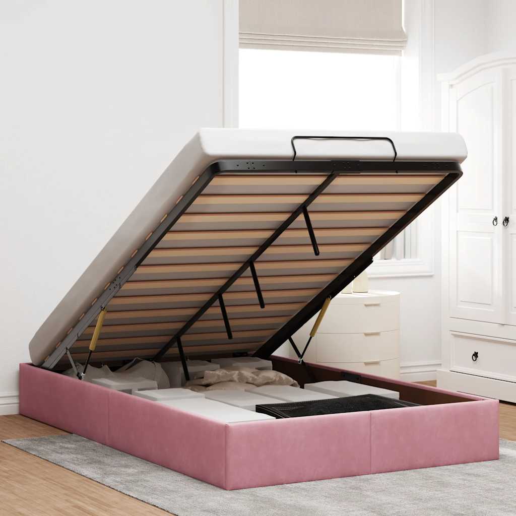 Ottoman-Bett ohne Matratze Rosa 120x200 cm Samt