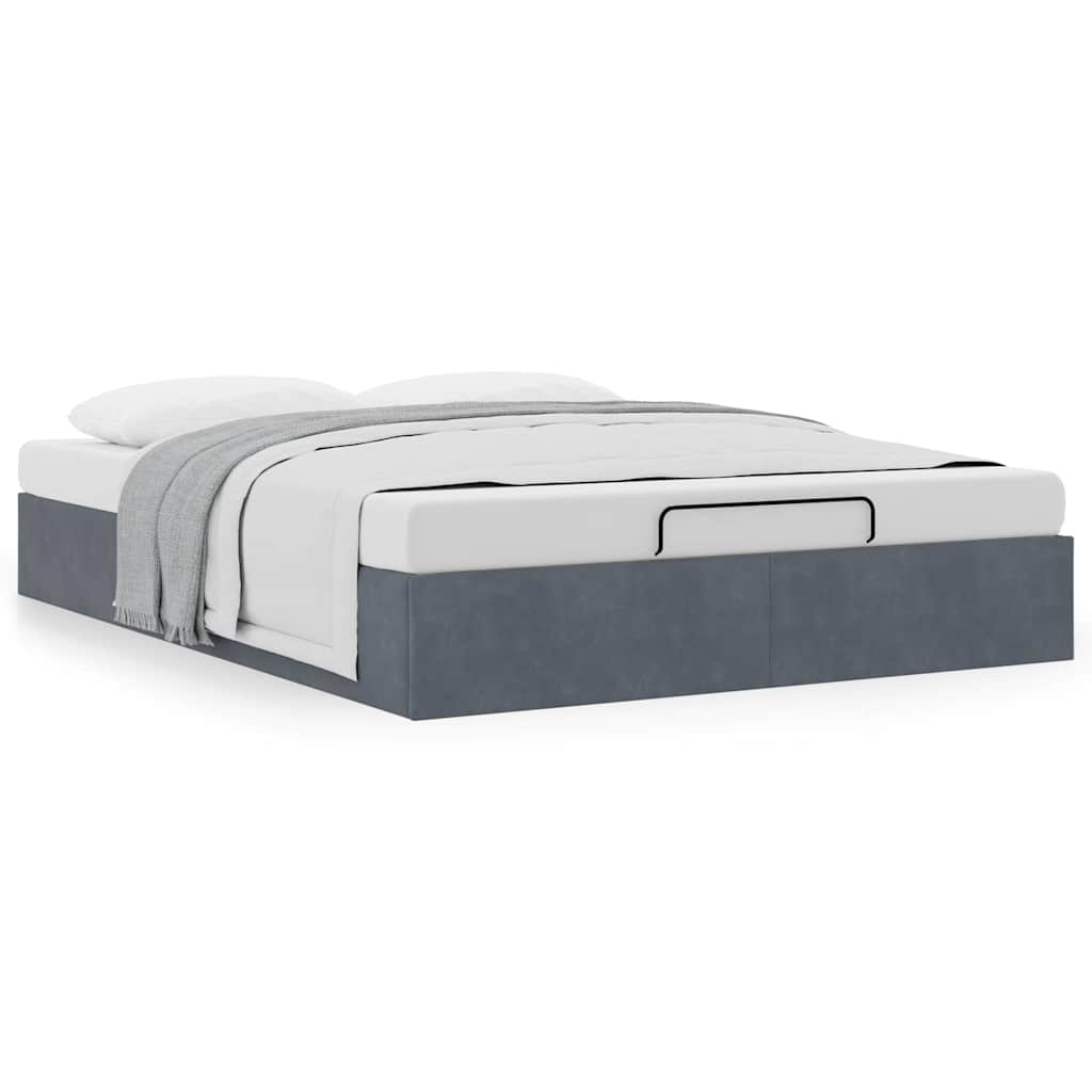 Ottoman-Bett ohne Matratze Dunkelgrau 140x190 cm Samt