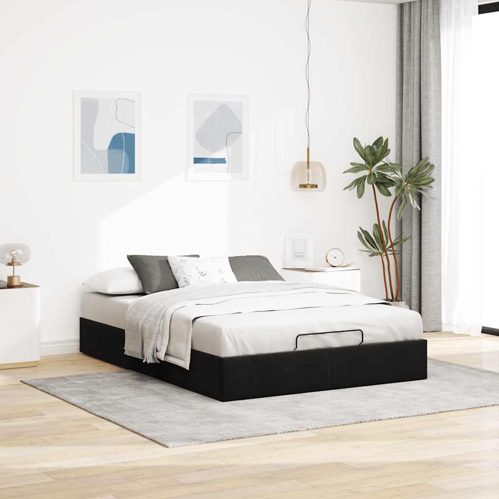 Ottoman-Bett ohne Matratze Schwarz 140x190 cm Samt