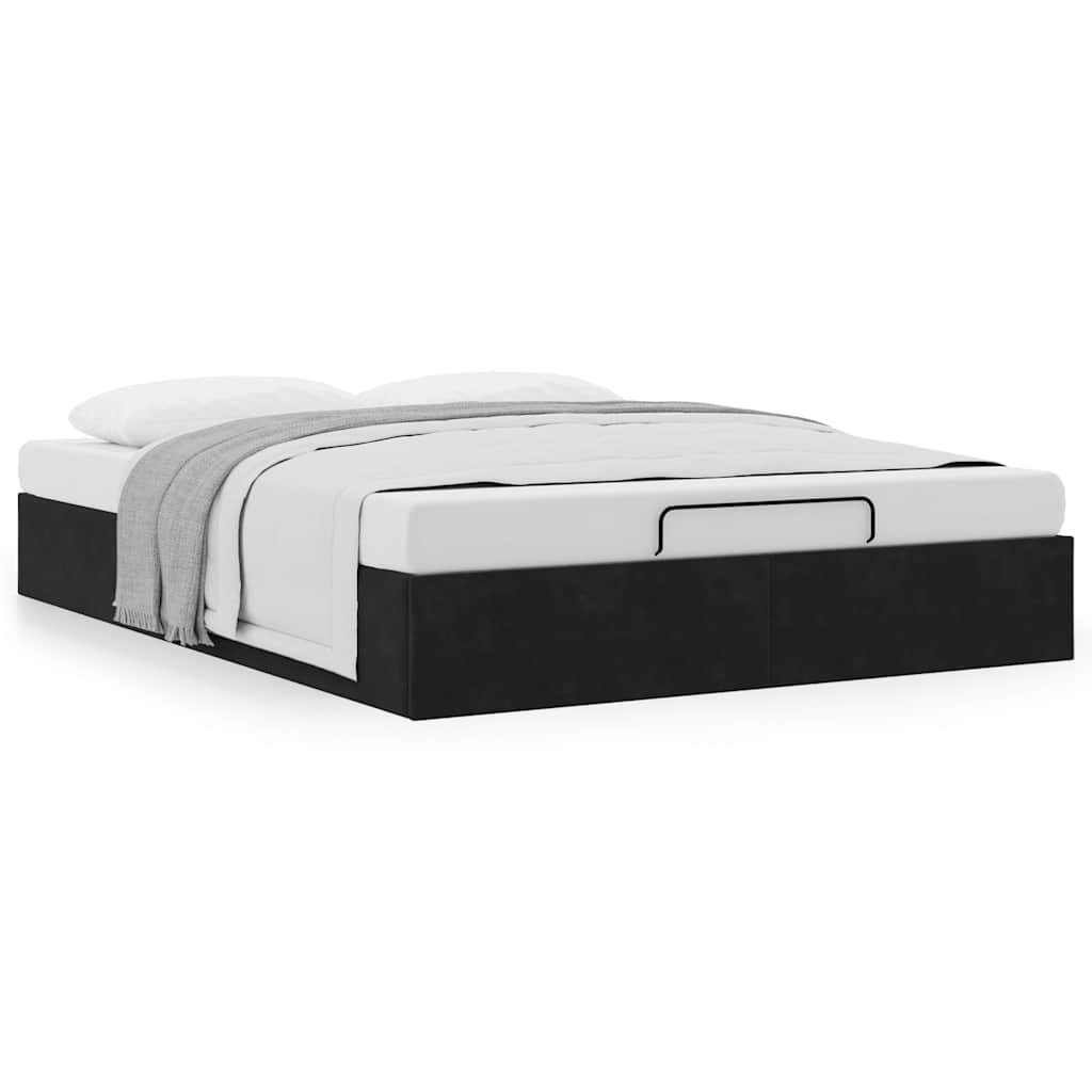 Ottoman-Bett ohne Matratze Schwarz 140x190 cm Samt