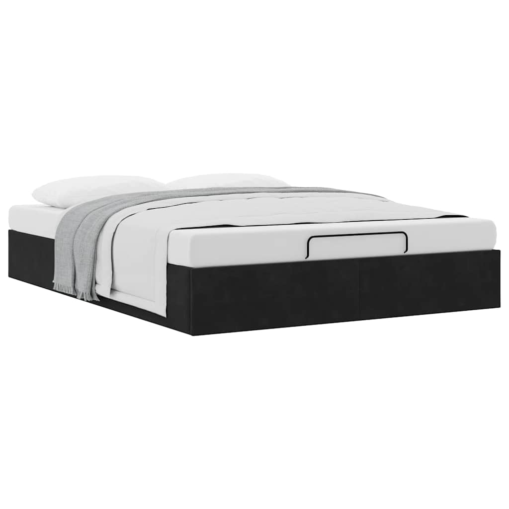 Ottoman-Bett ohne Matratze Schwarz 140x190 cm Samt