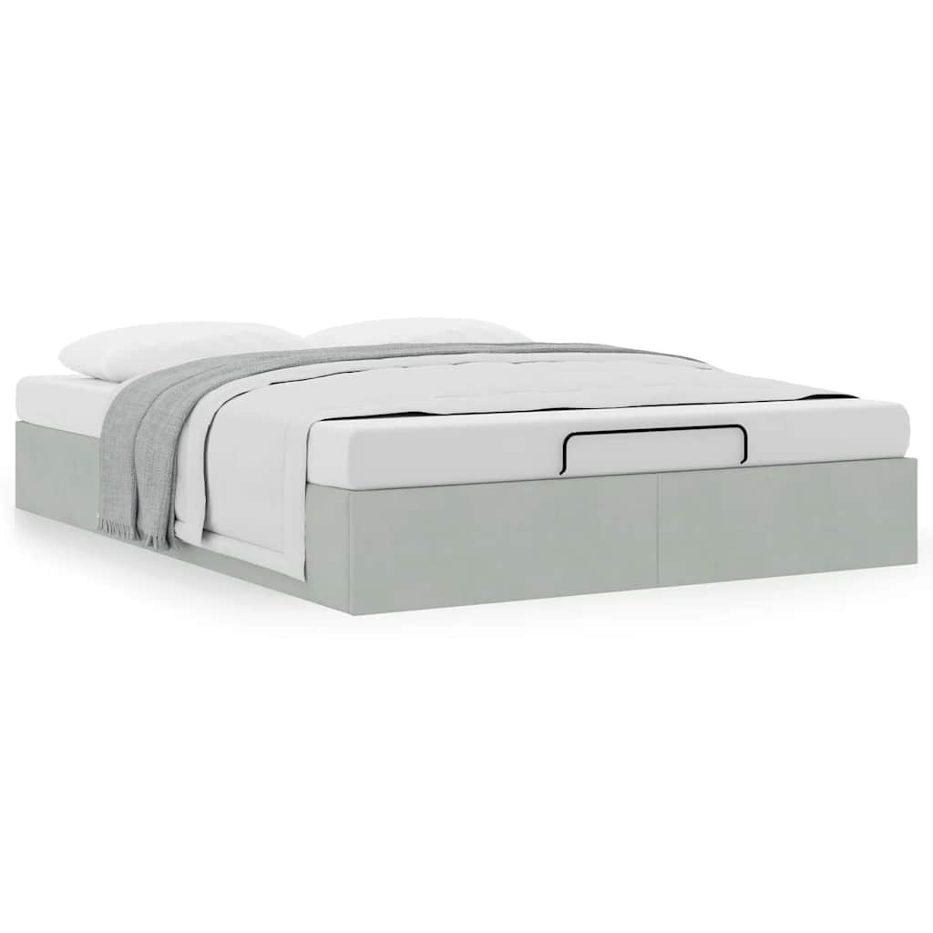 Ottoman-Bett ohne Matratze Hellgrau 140x200 cm Samt