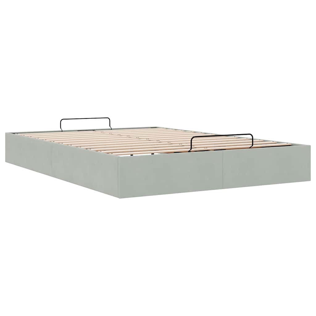 Ottoman-Bett ohne Matratze Hellgrau 140x200 cm Samt
