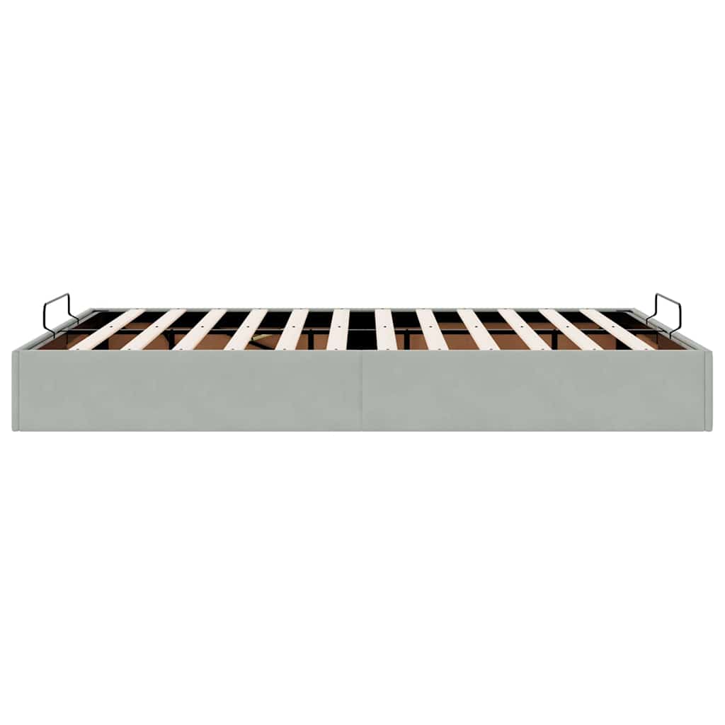 Ottoman-Bett ohne Matratze Hellgrau 140x200 cm Samt