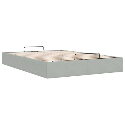 Ottoman-Bett ohne Matratze Hellgrau 140x200 cm Samt