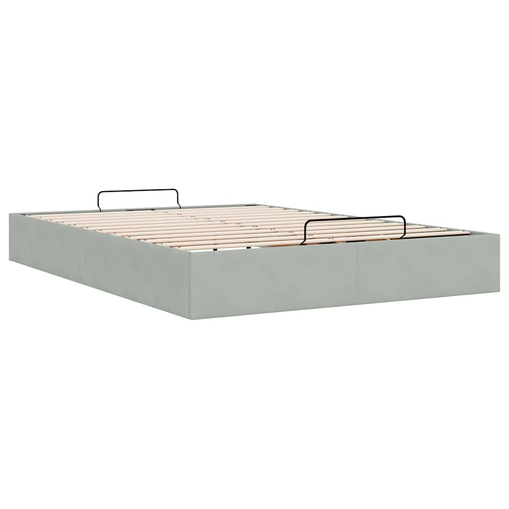 Ottoman-Bett ohne Matratze Hellgrau 140x200 cm Samt