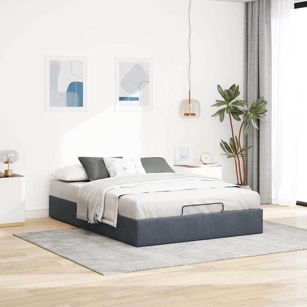 Ottoman-Bett ohne Matratze Dunkelgrau 140x200 cm Samt
