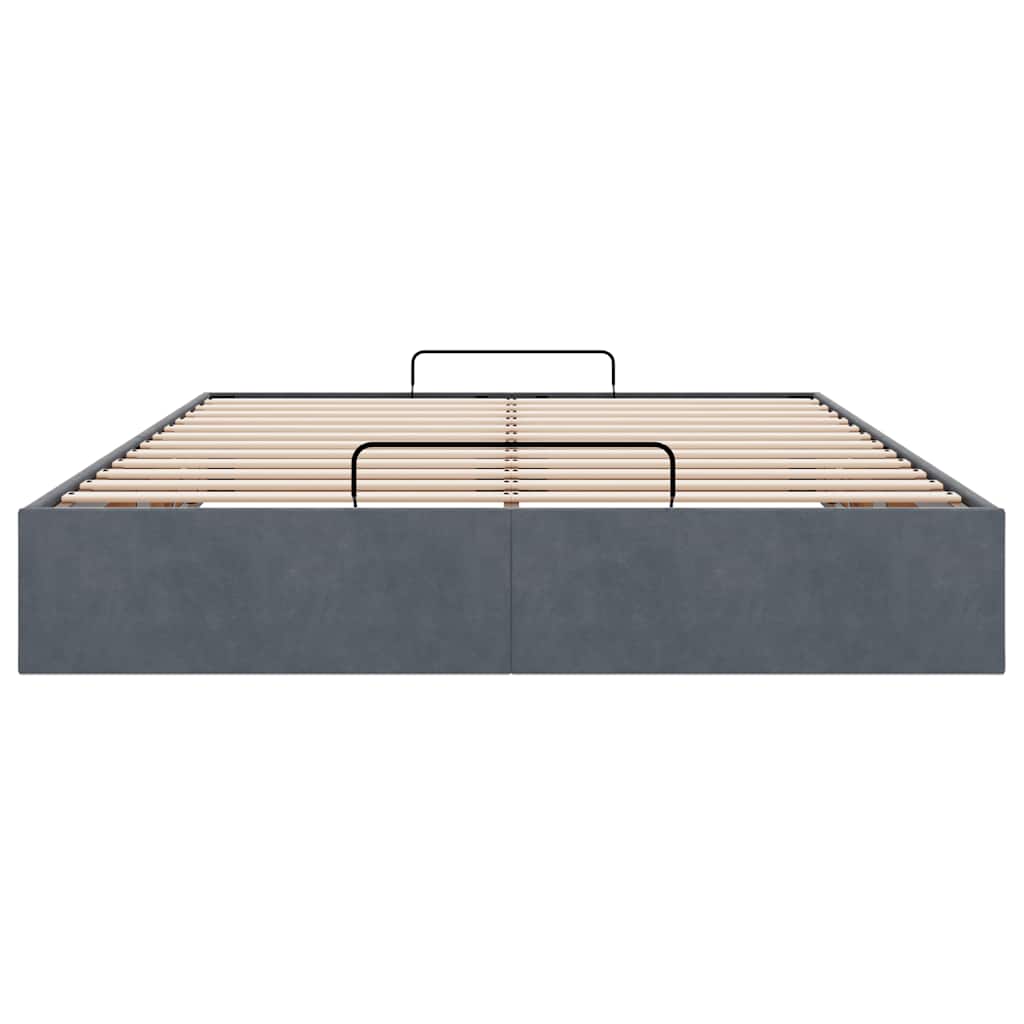 Ottoman-Bett ohne Matratze Dunkelgrau 140x200 cm Samt