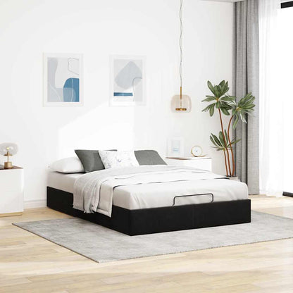 Ottoman-Bett ohne Matratze Schwarz 140x200 cm Samt