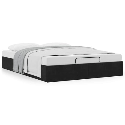 Ottoman-Bett ohne Matratze Schwarz 140x200 cm Samt