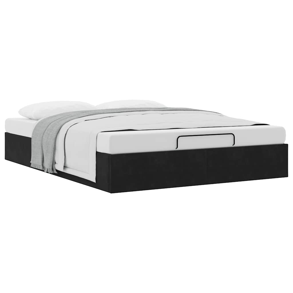 Ottoman-Bett ohne Matratze Schwarz 140x200 cm Samt