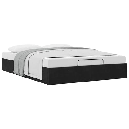 Ottoman-Bett ohne Matratze Schwarz 140x200 cm Samt