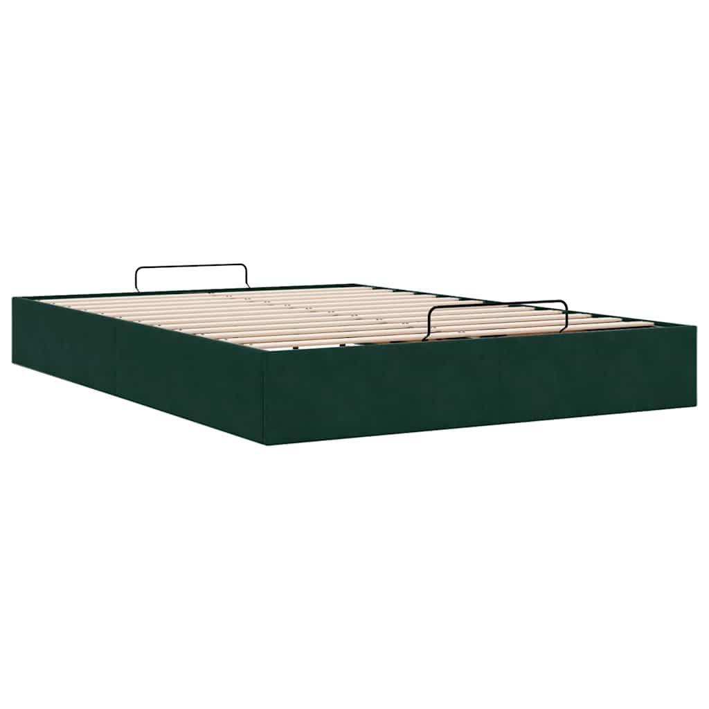 Ottoman-Bett ohne Matratze Dunkelgrün 140x200 cm Samt