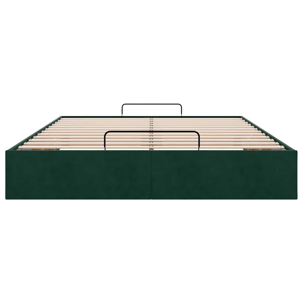Ottoman-Bett ohne Matratze Dunkelgrün 140x200 cm Samt