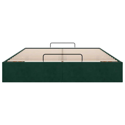 Ottoman-Bett ohne Matratze Dunkelgrün 140x200 cm Samt