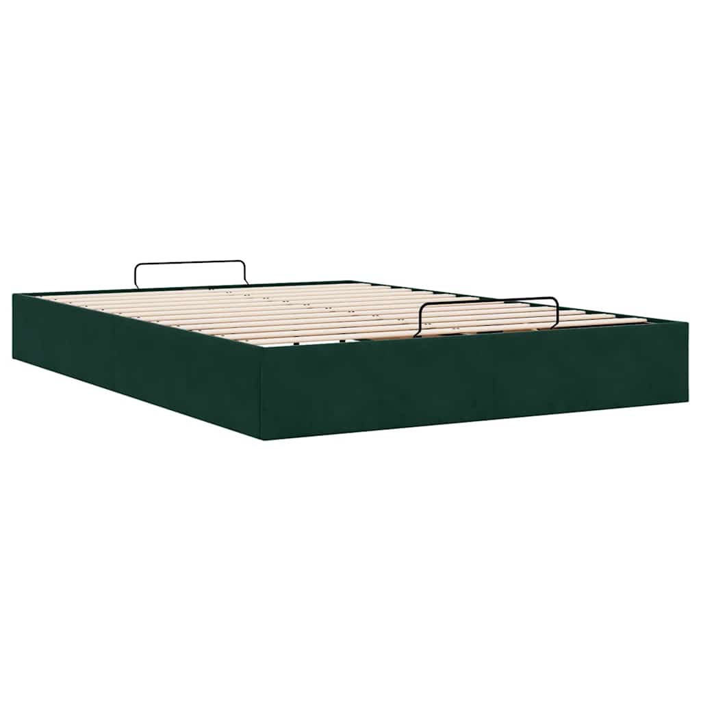 Ottoman-Bett ohne Matratze Dunkelgrün 140x200 cm Samt