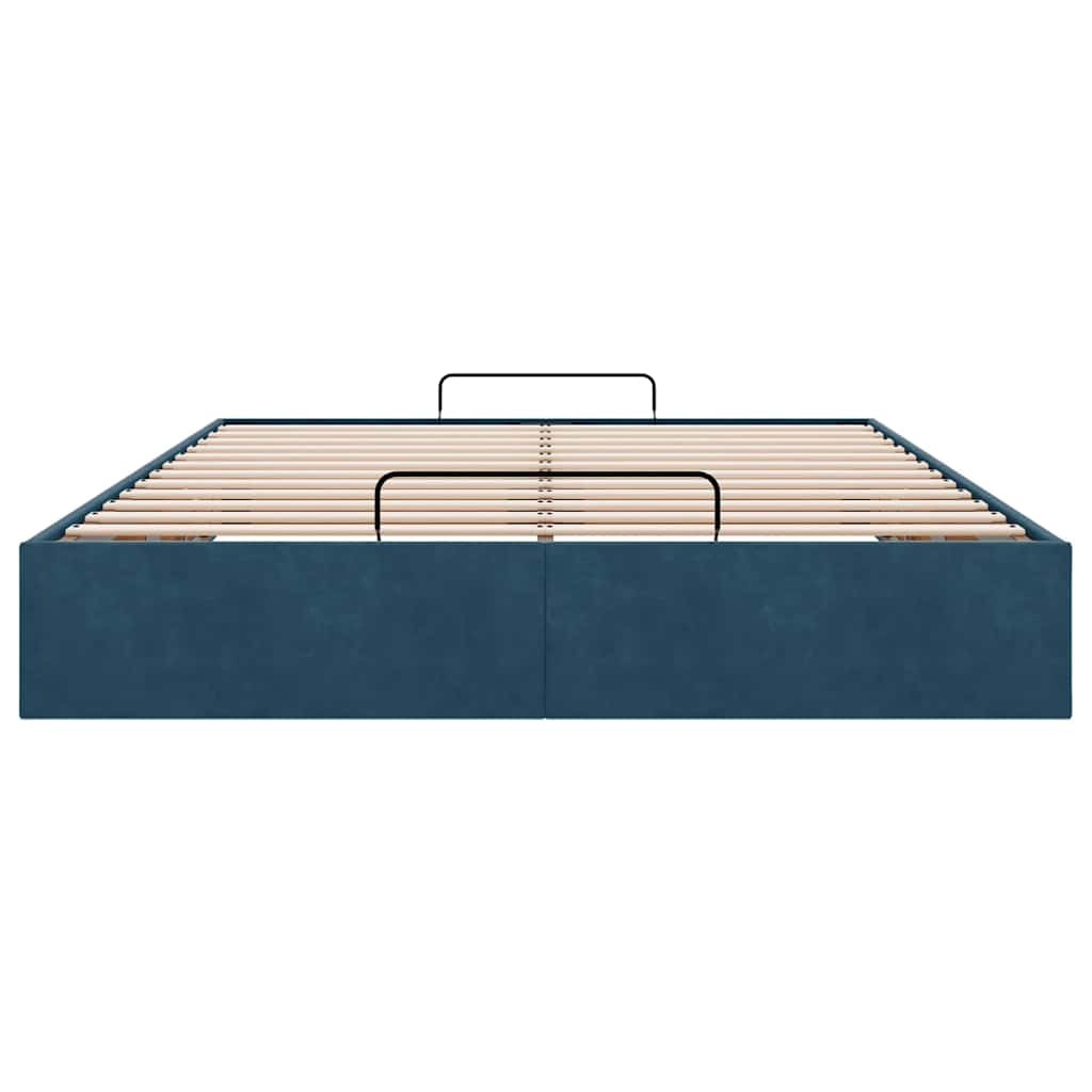 Ottoman-Bett ohne Matratze Dunkelblau 140x200 cm Samt
