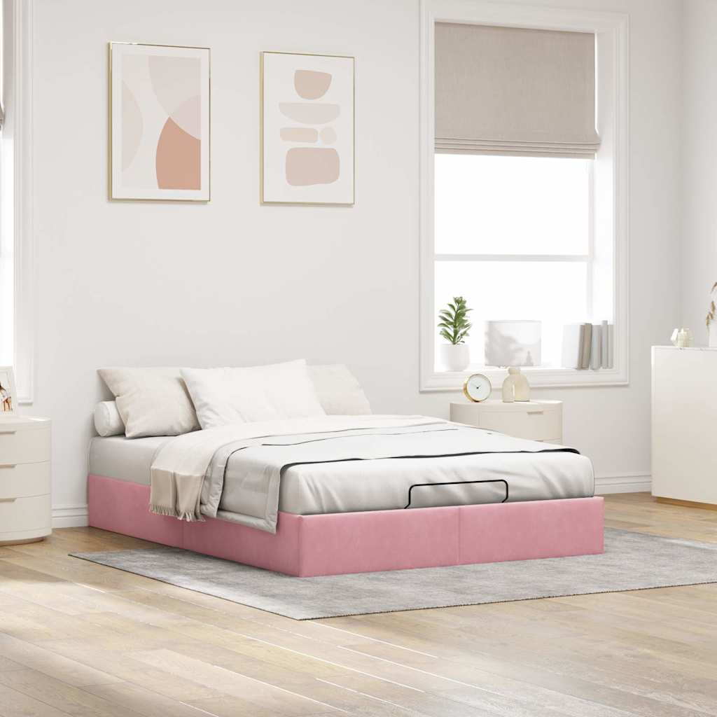 Ottoman-Bett ohne Matratze Rosa 140x200 cm Samt