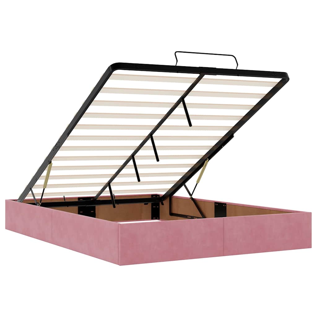 Ottoman-Bett ohne Matratze Rosa 140x200 cm Samt