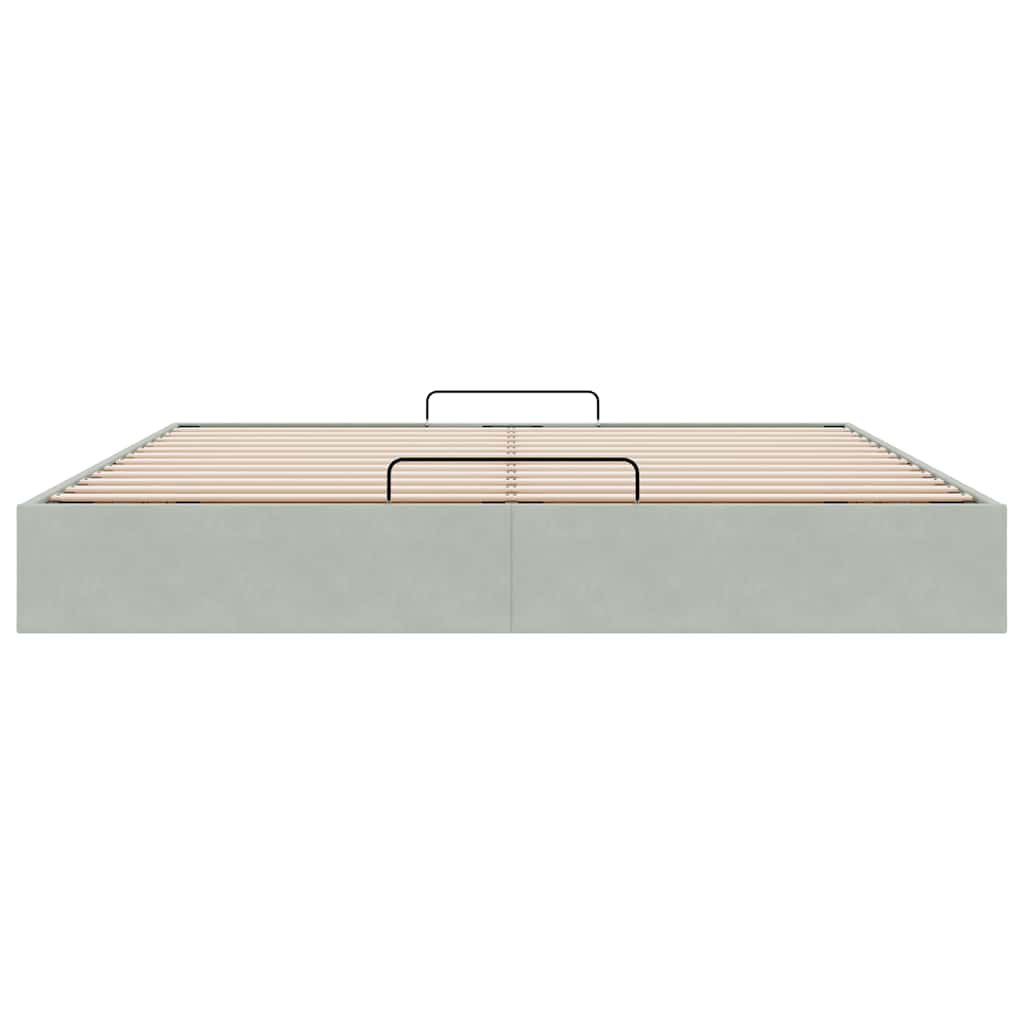 Ottoman-Bett ohne Matratze Hellgrau 160x200 cm Samt