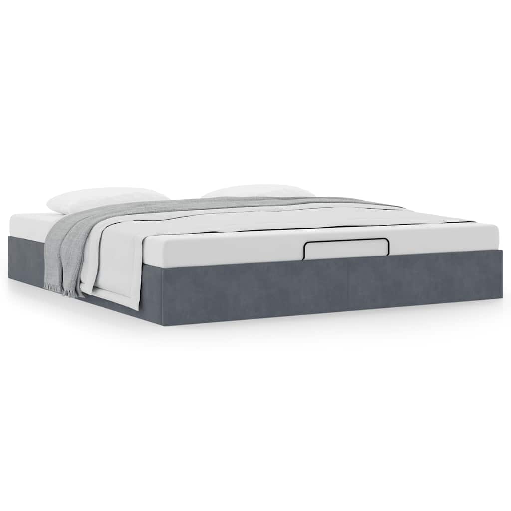 Ottoman-Bett ohne Matratze Dunkelgrau 160x200 cm Samt