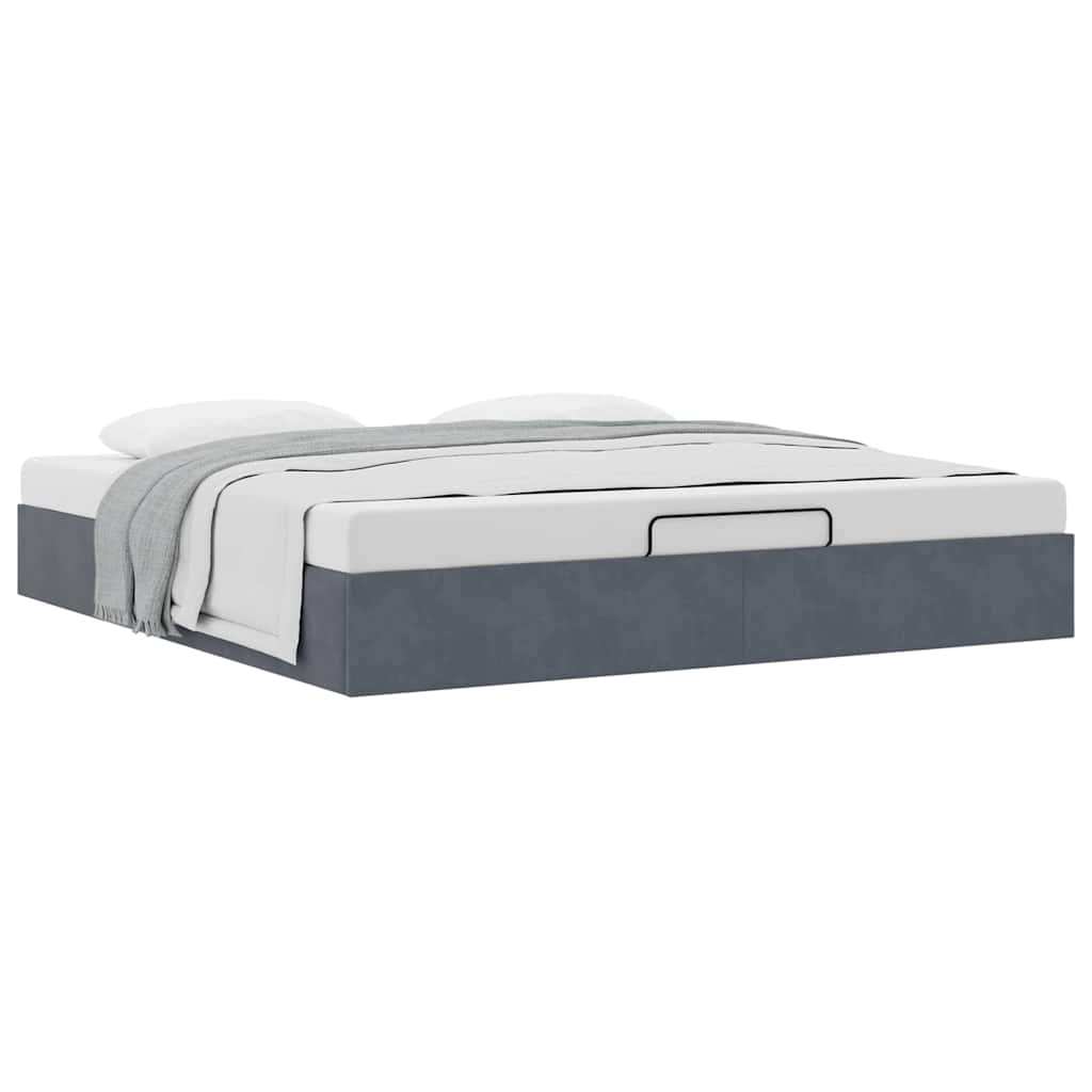 Ottoman-Bett ohne Matratze Dunkelgrau 160x200 cm Samt