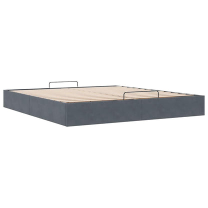 Ottoman-Bett ohne Matratze Dunkelgrau 160x200 cm Samt