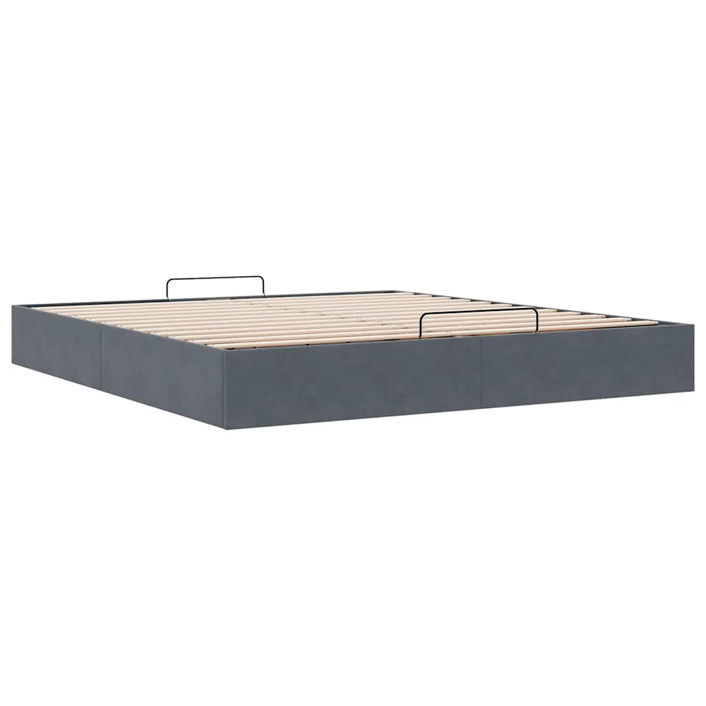 Ottoman-Bett ohne Matratze Dunkelgrau 160x200 cm Samt